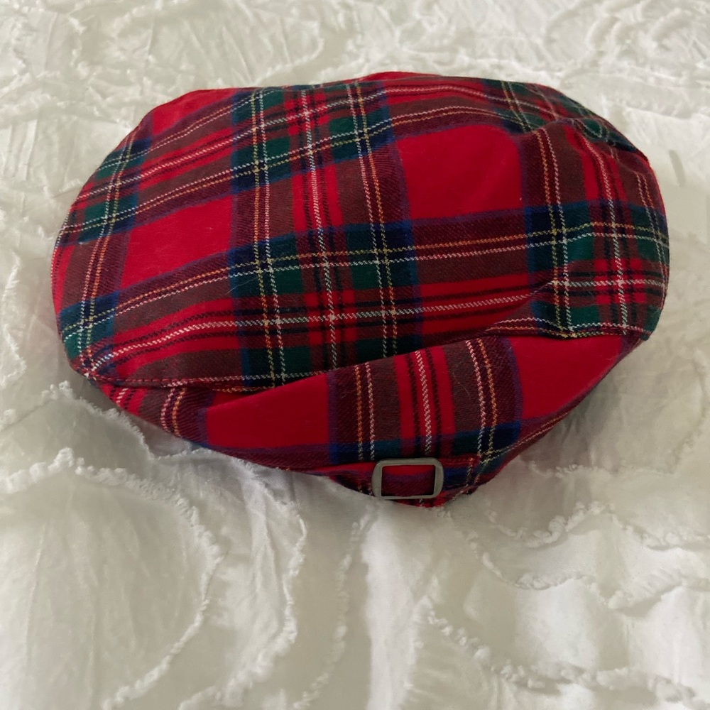 Janie and Jack Red Plaid Tartan Newsboy Cap NWT